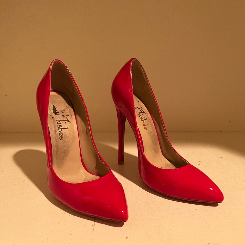 Candy Apple Red pointy heels